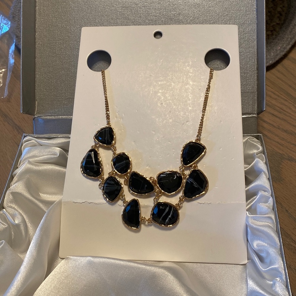 Black Resin Layered Statement Necklace